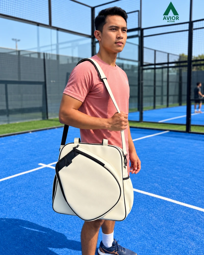 Avior Active New York Leather Ivory Padel Bag