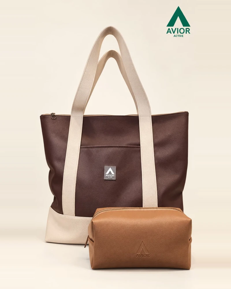 Avior Active Paket Bundling Singapore Leather Tote Bag x Toiletries Pouch