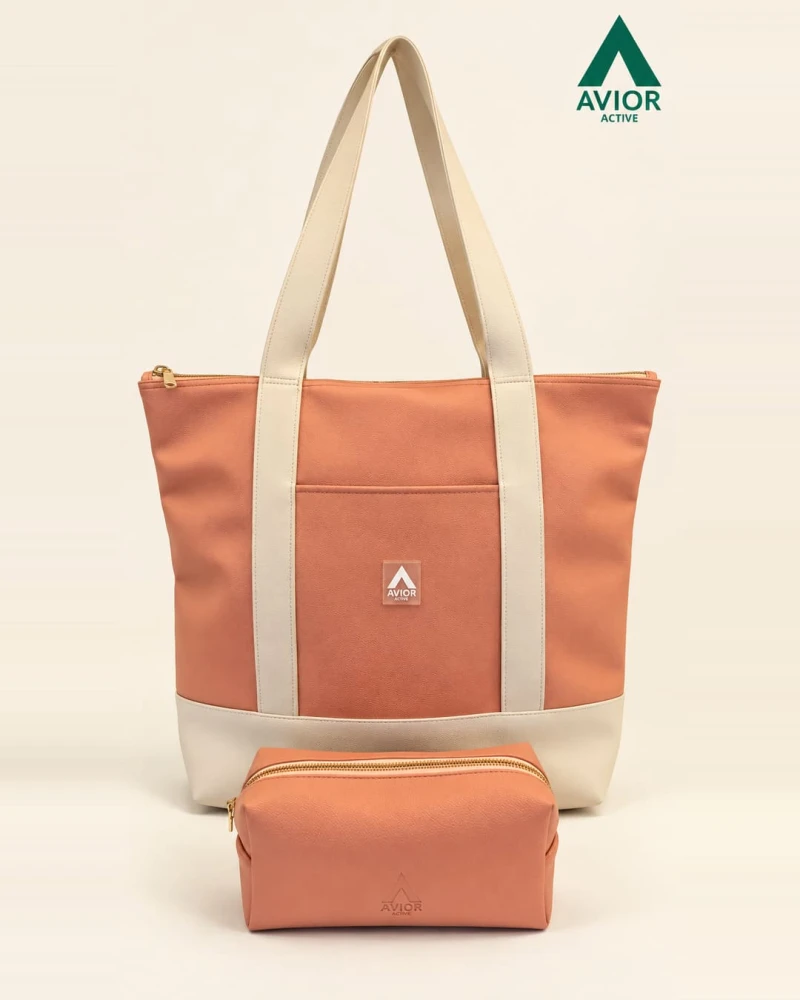 Avior Active Paket Bundling Singapore Leather Tote Bag x Toiletries Pouch