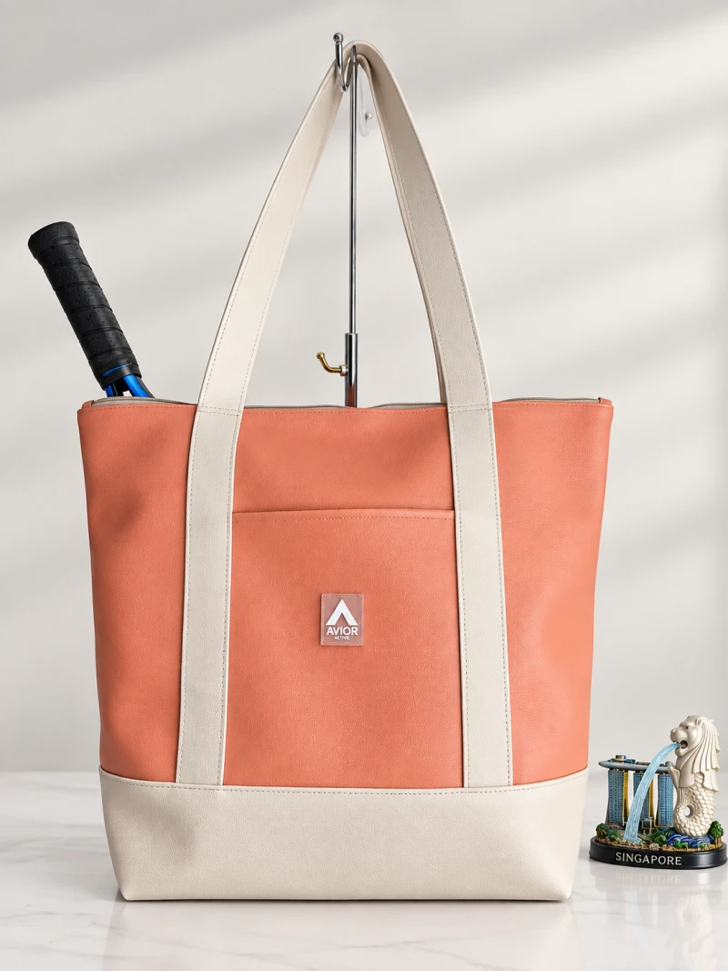 Avior Active Singapore Leather Coral Tote Bag